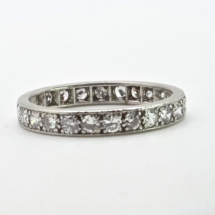 2667: Vintage Platinum 24 Natural Sparkling Diamonds (1.3ct) Eternity Ring- Size S