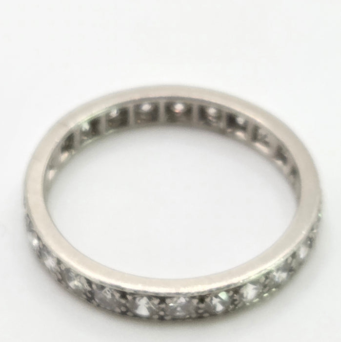 2667: Vintage Platinum 24 Natural Sparkling Diamonds (1.3ct) Eternity Ring- Size S