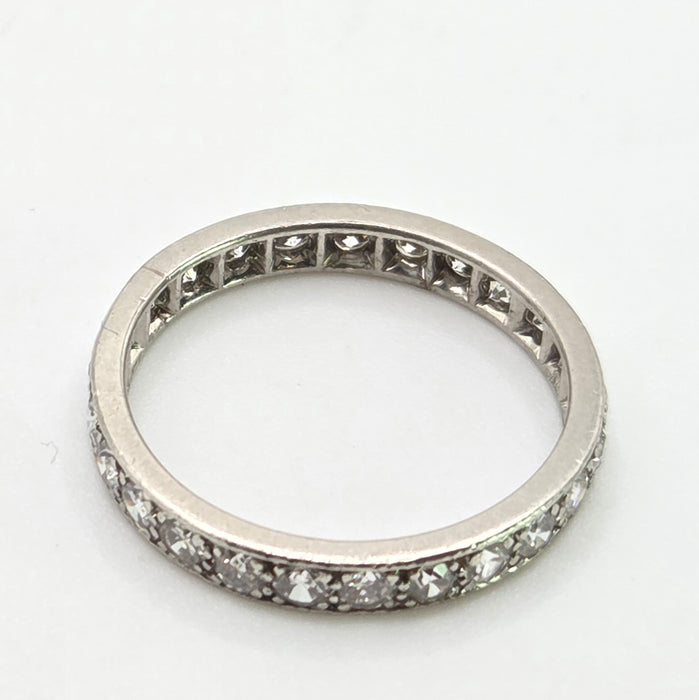 2667: Vintage Platinum 24 Natural Sparkling Diamonds (1.3ct) Eternity Ring- Size S