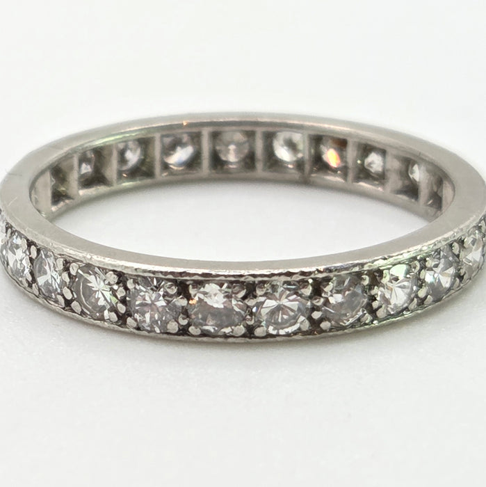2667: Vintage Platinum 24 Natural Sparkling Diamonds (1.3ct) Eternity Ring- Size S