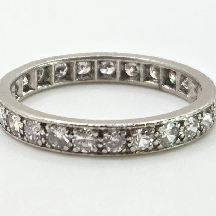 2667: Vintage Platinum 24 Natural Sparkling Diamonds (1.3ct) Eternity Ring- Size S