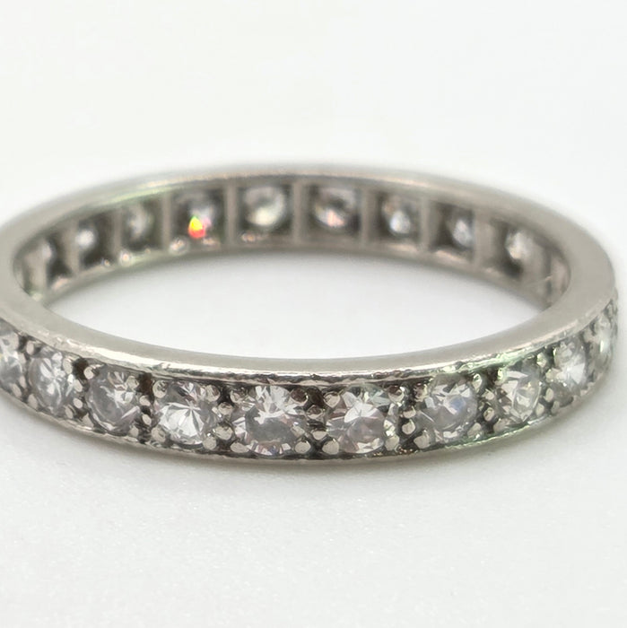 2667: Vintage Platinum 24 Natural Sparkling Diamonds (1.3ct) Eternity Ring- Size S