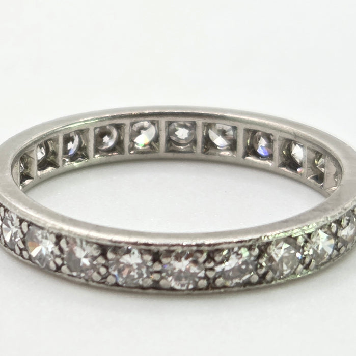 2667: Vintage Platinum 24 Natural Sparkling Diamonds (1.3ct) Eternity Ring- Size S