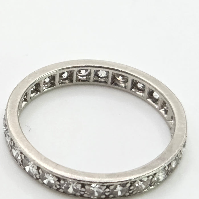 2667: Vintage Platinum 24 Natural Sparkling Diamonds (1.3ct) Eternity Ring- Size S