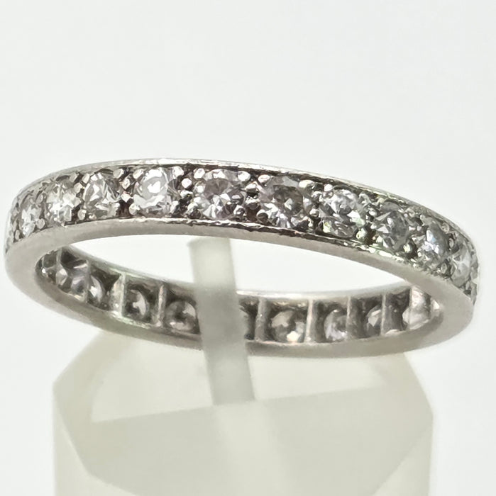 2667: Vintage Platinum 24 Natural Sparkling Diamonds (1.3ct) Eternity Ring- Size S