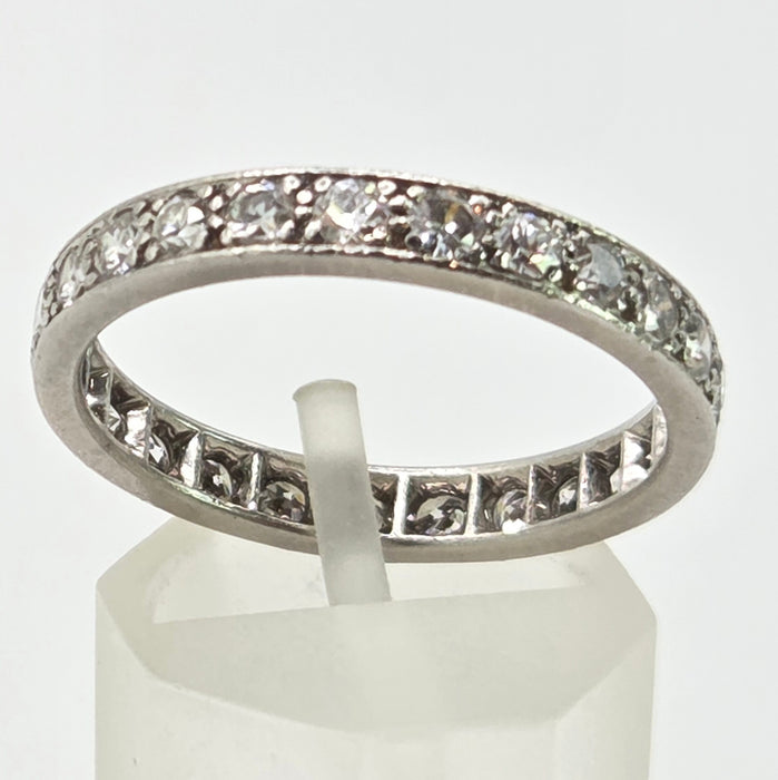 2667: Vintage Platinum 24 Natural Sparkling Diamonds (1.3ct) Eternity Ring- Size S