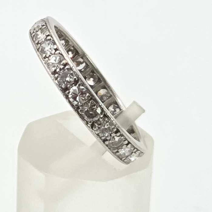2667: Vintage Platinum 24 Natural Sparkling Diamonds (1.3ct) Eternity Ring- Size S