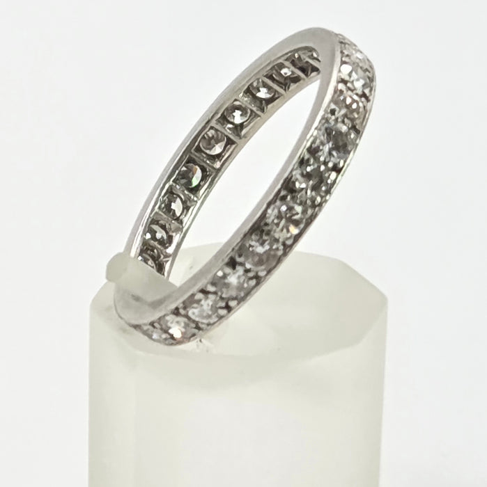2667: Vintage Platinum 24 Natural Sparkling Diamonds (1.3ct) Eternity Ring- Size S