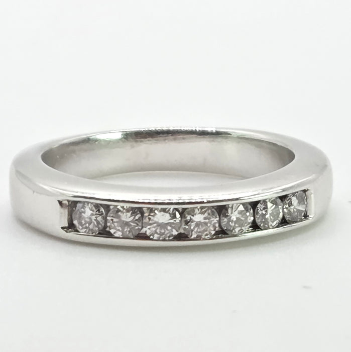 2671: Vintage 18crt  White Gold 7 Natural Round Full Cut Diamonds (0.5ct) Ring