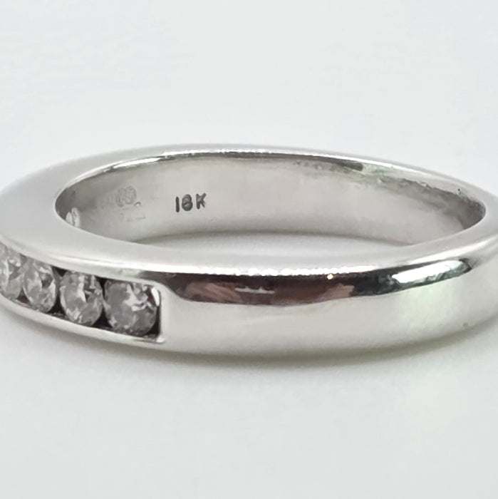2671: Vintage 18crt  White Gold 7 Natural Round Full Cut Diamonds (0.5ct) Ring