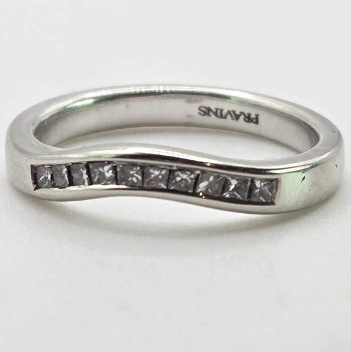 2673: Vintage Platinum Natural Diamonds Wishbone Dress/Stacker Ring