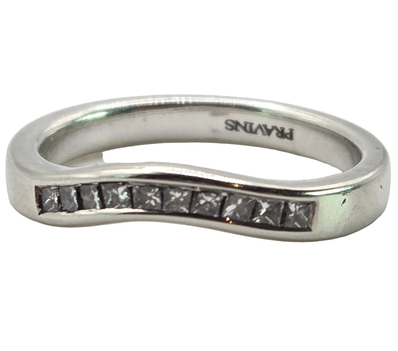 2673: Vintage Platinum Natural Diamonds Wishbone Dress/Stacker Ring