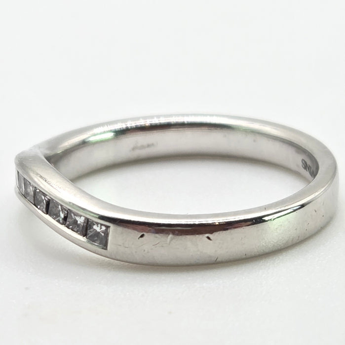 2673: Vintage Platinum Natural Diamonds Wishbone Dress/Stacker Ring
