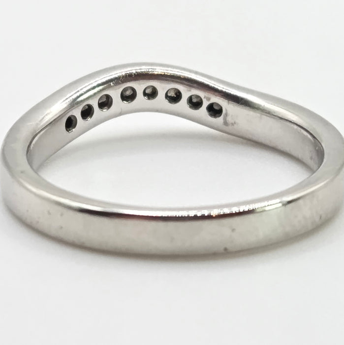 2673: Vintage Platinum Natural Diamonds Wishbone Dress/Stacker Ring
