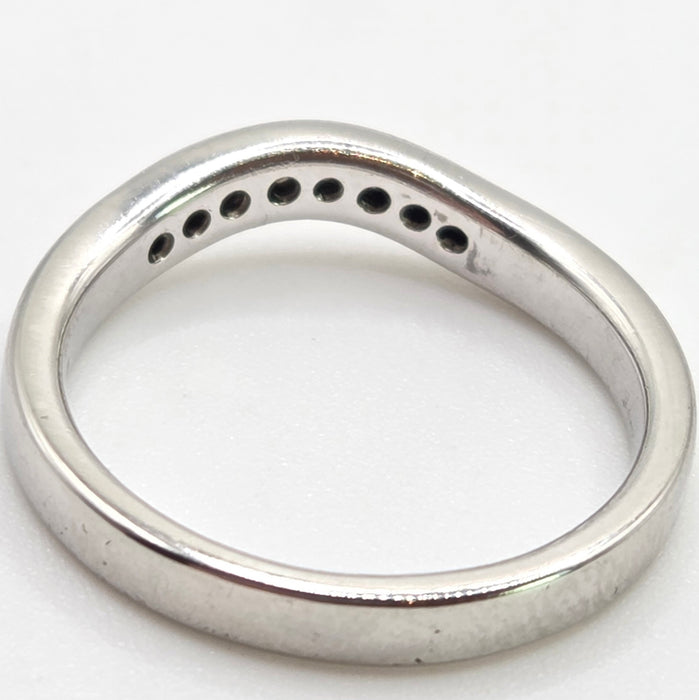 2673: Vintage Platinum Natural Diamonds Wishbone Dress/Stacker Ring