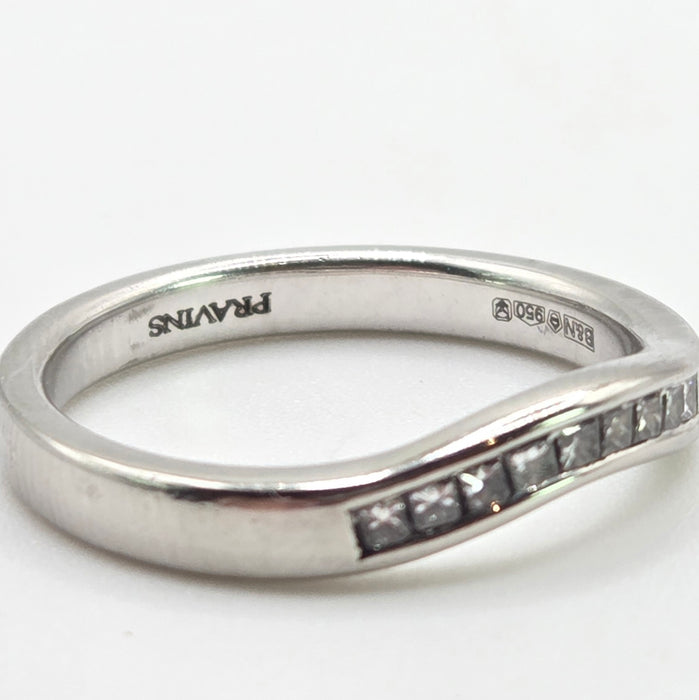 2673: Vintage Platinum Natural Diamonds Wishbone Dress/Stacker Ring