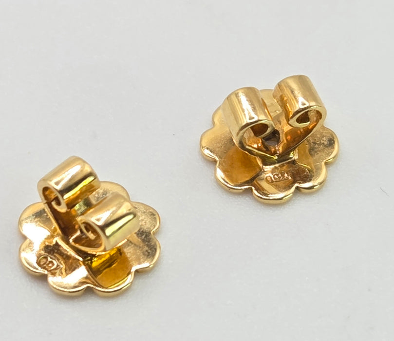 2677: Vintage 18ct Gold Diamonds Encrusted Heart Shaped Drop/Dangle Earrings