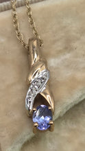 Load image into Gallery viewer, 2754: Vintage 9ct Gold Tanzanite Natural Sparkling Diamonds Pendant &amp; 9ct Chain
