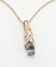 Load image into Gallery viewer, 2754: Vintage 9ct Gold Tanzanite Natural Sparkling Diamonds Pendant &amp; 9ct Chain

