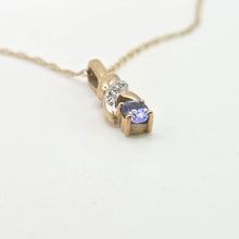 Load image into Gallery viewer, 2754: Vintage 9ct Gold Tanzanite Natural Sparkling Diamonds Pendant &amp; 9ct Chain
