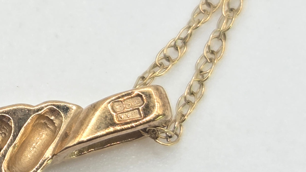 2754: Vintage 9ct Gold Tanzanite Natural Sparkling Diamonds Pendant & 9ct Chain