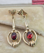 Load image into Gallery viewer, 2856 : Vintage 9ct Gold Garnet Drop/Dangle Stud Earrings
