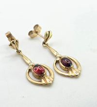 Load image into Gallery viewer, 2856 : Vintage 9ct Gold Garnet Drop/Dangle Stud Earrings
