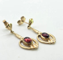 Load image into Gallery viewer, 2856 : Vintage 9ct Gold Garnet Drop/Dangle Stud Earrings
