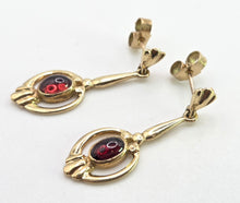 Load image into Gallery viewer, 2856 : Vintage 9ct Gold Garnet Drop/Dangle Stud Earrings
