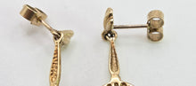 Load image into Gallery viewer, 2856 : Vintage 9ct Gold Garnet Drop/Dangle Stud Earrings
