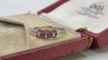 Load image into Gallery viewer, 2860: Vintage 9ct White Gold Pink Sapphires Trilogy Ring
