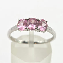 Load image into Gallery viewer, 2860: Vintage 9ct White Gold Pink Sapphires Trilogy Ring
