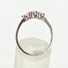 Load image into Gallery viewer, 2860: Vintage 9ct White Gold Pink Sapphires Trilogy Ring
