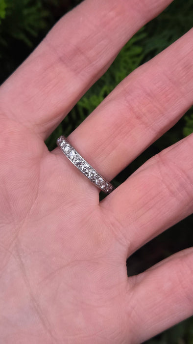 2667: Vintage Platinum 24 Natural Sparkling Diamonds (1.3ct) Eternity Ring- Size S