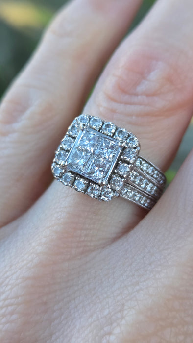 2776 Vintage: 14ct White Gold 72 Natural Sparkling Diamonds (2.52ct) Statement Ring- Extraordinary -