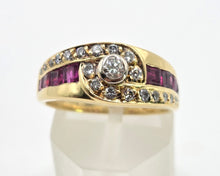 Load image into Gallery viewer, 2836: Vintage 18ct Gold Rubies Natural Sparkling Diamonds Dress Ring
