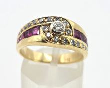 Load image into Gallery viewer, 2836: Vintage 18ct Gold Rubies Natural Sparkling Diamonds Dress Ring
