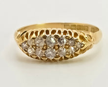 Load image into Gallery viewer, 2857: Antique 18ct Gold 12 Natural Old Cut Diamonds "Boat" Ring- From 1911
