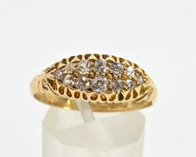 Load image into Gallery viewer, 2857: Antique 18ct Gold 12 Natural Old Cut Diamonds "Boat" Ring- From 1911

