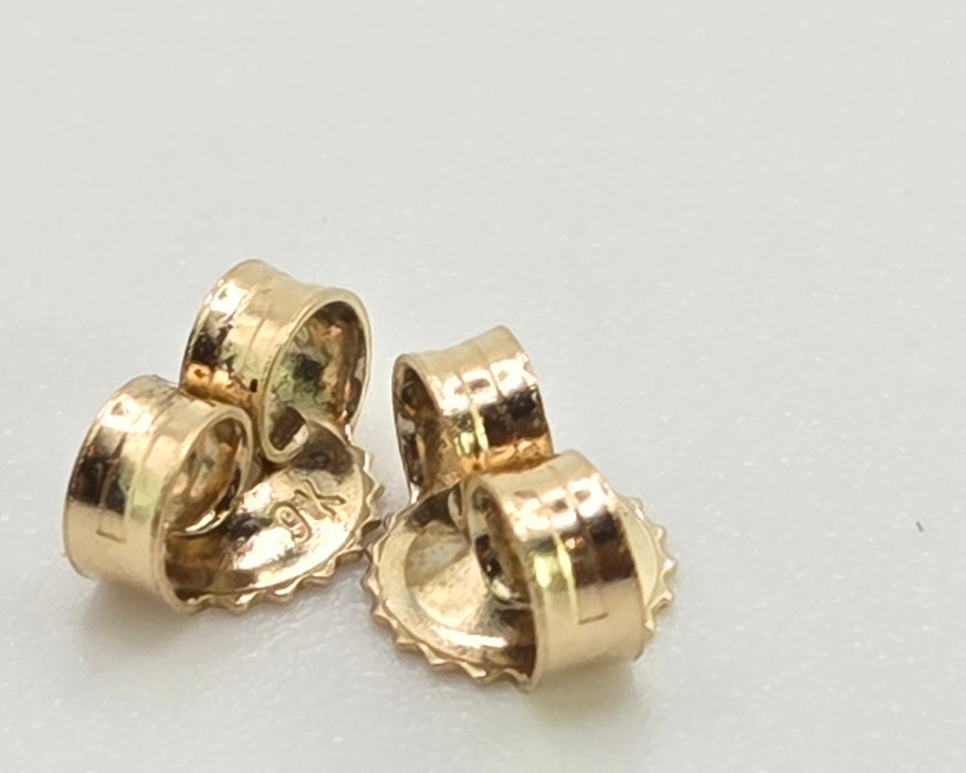 2866: Vintage: 9ct Gold Trillion Cut Emerald & Diamond Stud Earrings