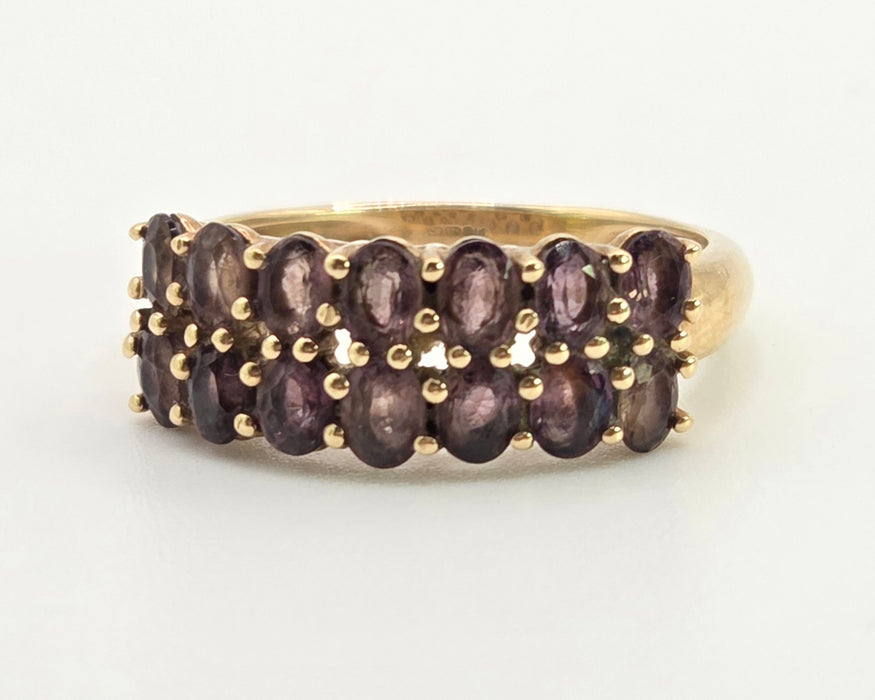 2878: Vintage & Rare 9ct  Gold Tiered Smokey Quartz Ring