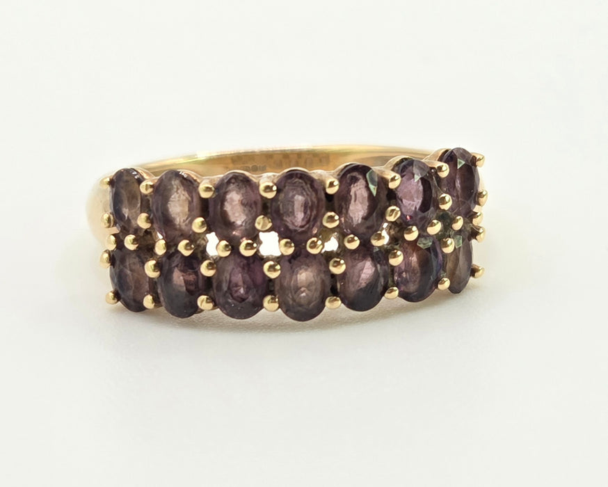 2878: Vintage & Rare 9ct  Gold Tiered Smokey Quartz Ring