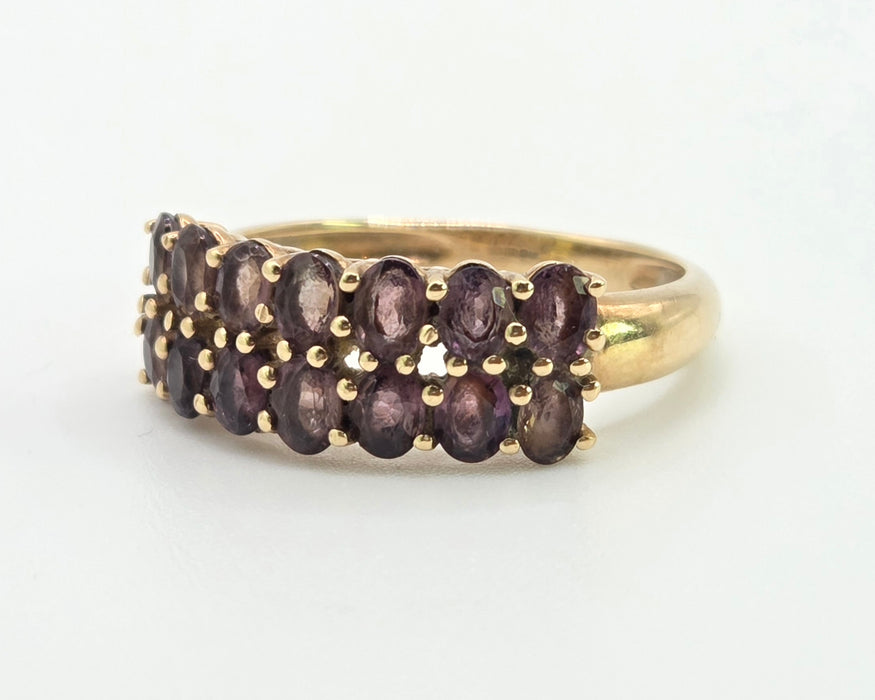 2878: Vintage & Rare 9ct  Gold Tiered Smokey Quartz Ring