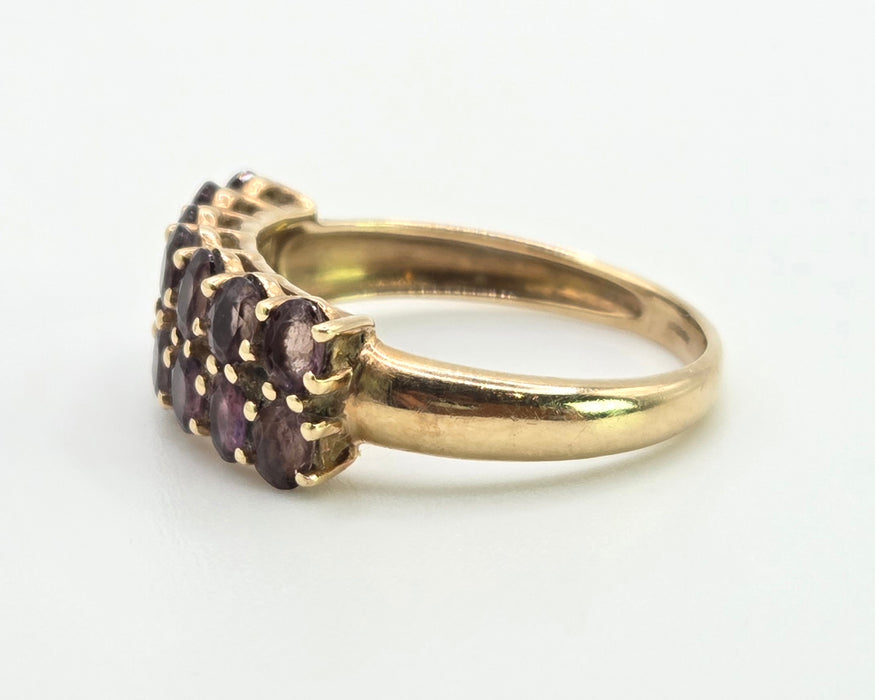 2878: Vintage & Rare 9ct  Gold Tiered Smokey Quartz Ring