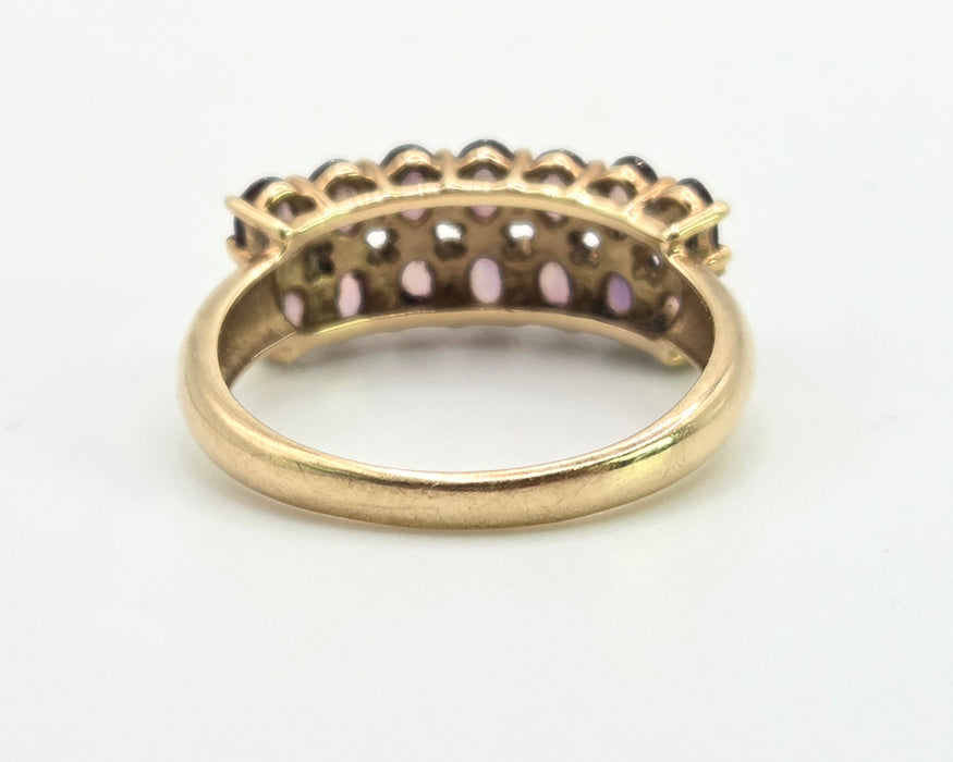 2878: Vintage & Rare 9ct  Gold Tiered Smokey Quartz Ring