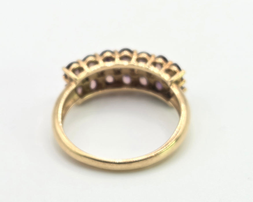 2878: Vintage & Rare 9ct  Gold Tiered Smokey Quartz Ring