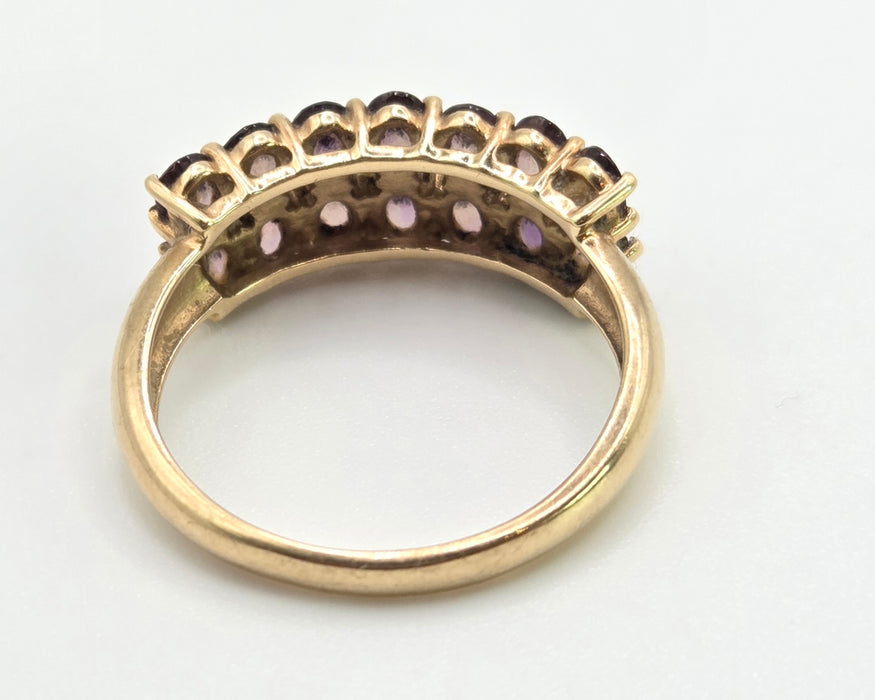 2878: Vintage & Rare 9ct  Gold Tiered Smokey Quartz Ring