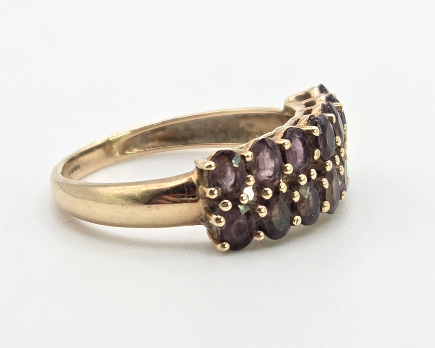 2878: Vintage & Rare 9ct  Gold Tiered Smokey Quartz Ring