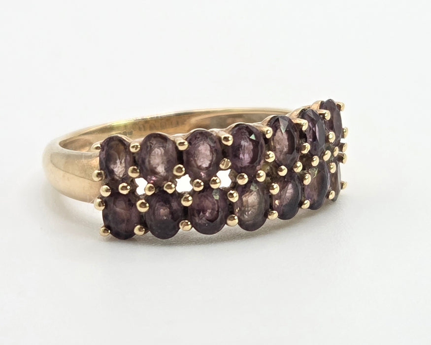 2878: Vintage & Rare 9ct  Gold Tiered Smokey Quartz Ring