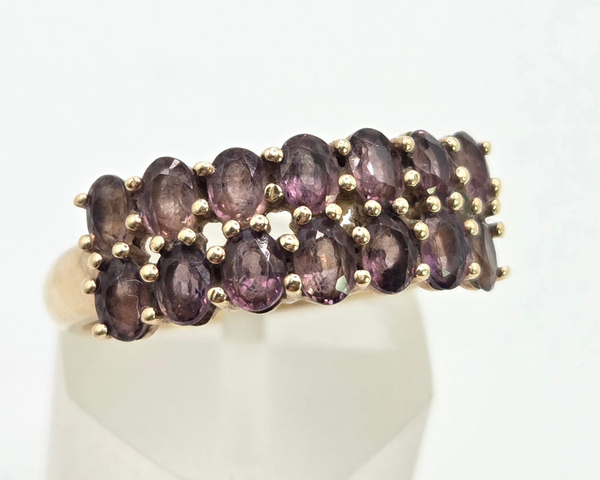 2878: Vintage & Rare 9ct  Gold Tiered Smokey Quartz Ring